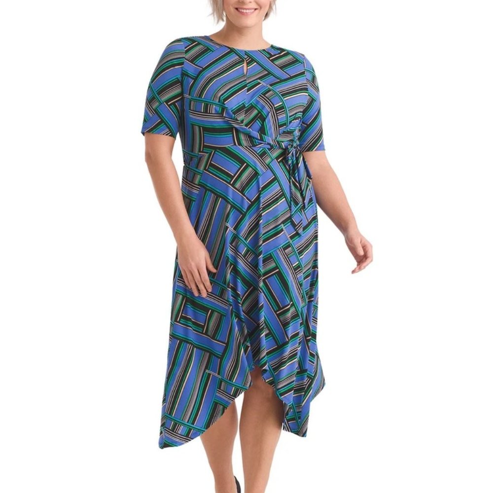 Mixed-Stripe Sharkbite Hem Dress London Times